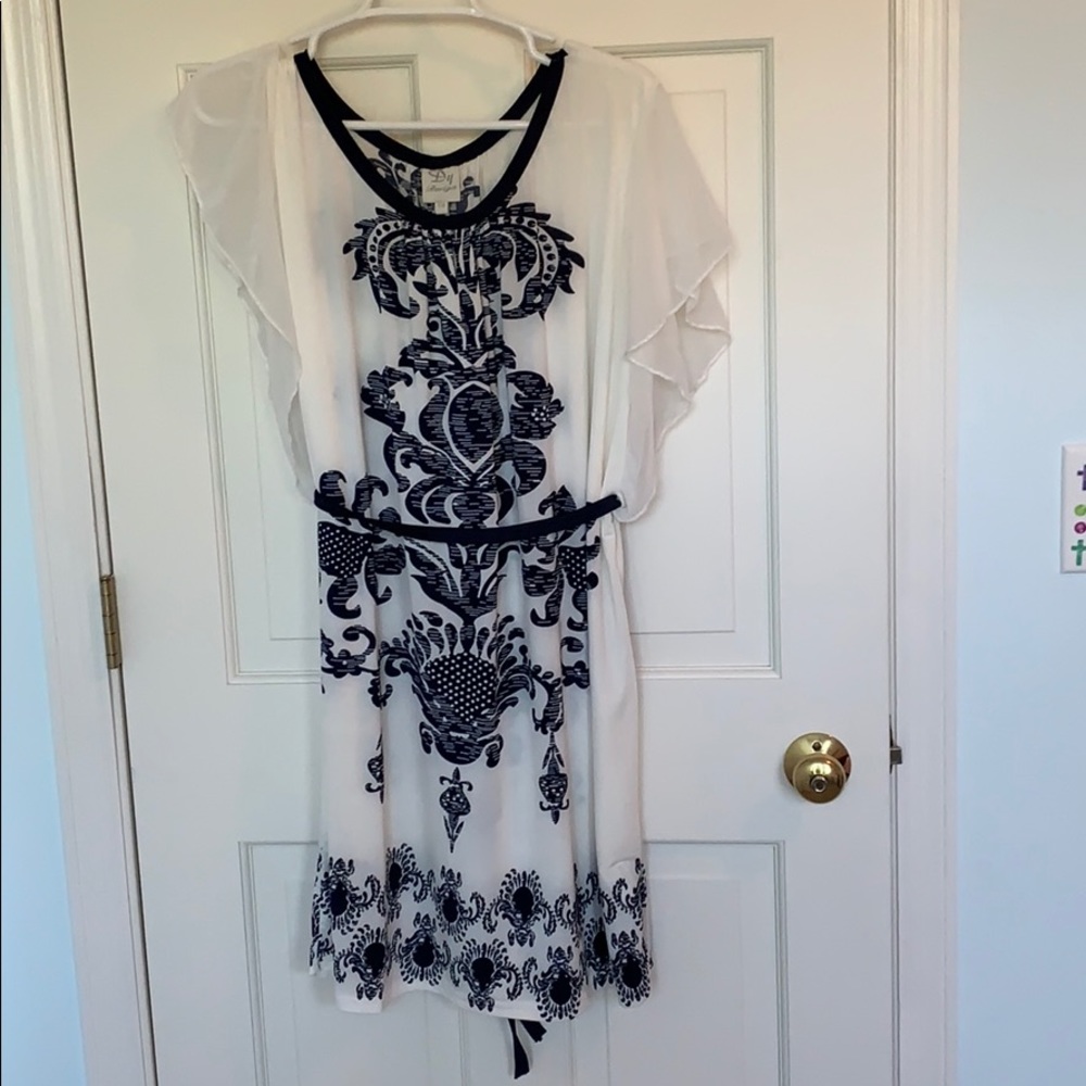 White and blue dress
